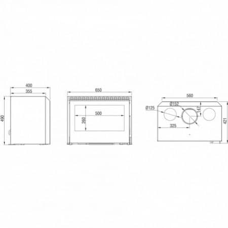 Schéma insert à bois Axis 650 vitre sérigraphiée