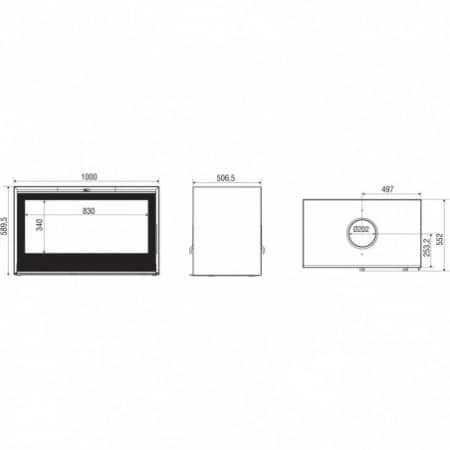 Schéma insert à bois Axis 1000 double face vitre sérigraphiée