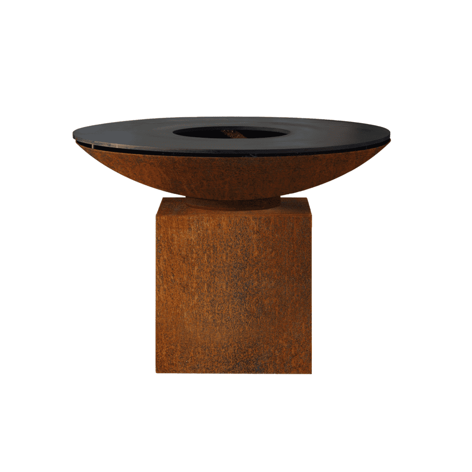 Plancha Ø100cm socle bas acier Corten