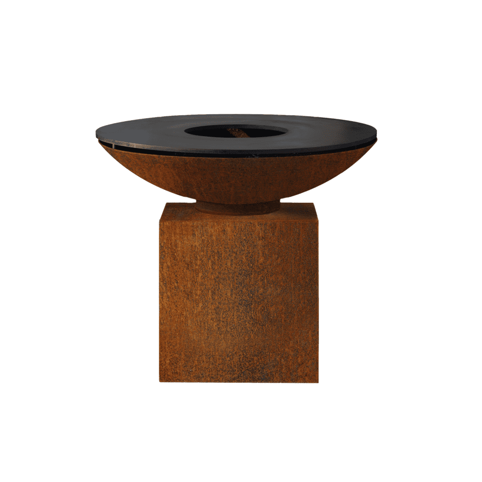 Plancha Ø80cm socle bas acier Corten