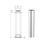 Elément droit 1m  ⌀150/200 conduit de fumée isolé