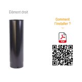 ELEMENT DROIT Ø80 LG 250 ACIER EMAILLÉ NOIR