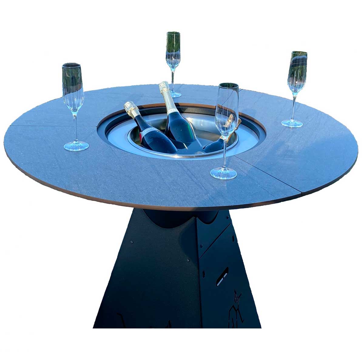 Table plancha/barbecue/braséro VULX MAGMA avec seau à champagne en inox avec support en option
