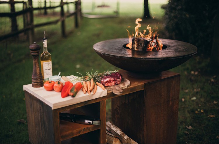 TABLE D’EXTENSION POUR PLANCHA avec billot en bois